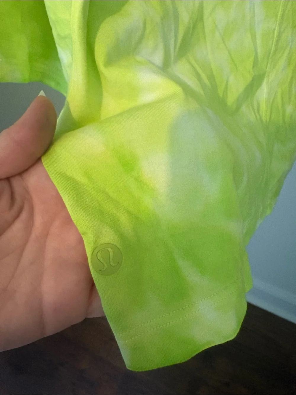 lululemon athletica Neon Lime Green Tie-Dye Cropped Tee